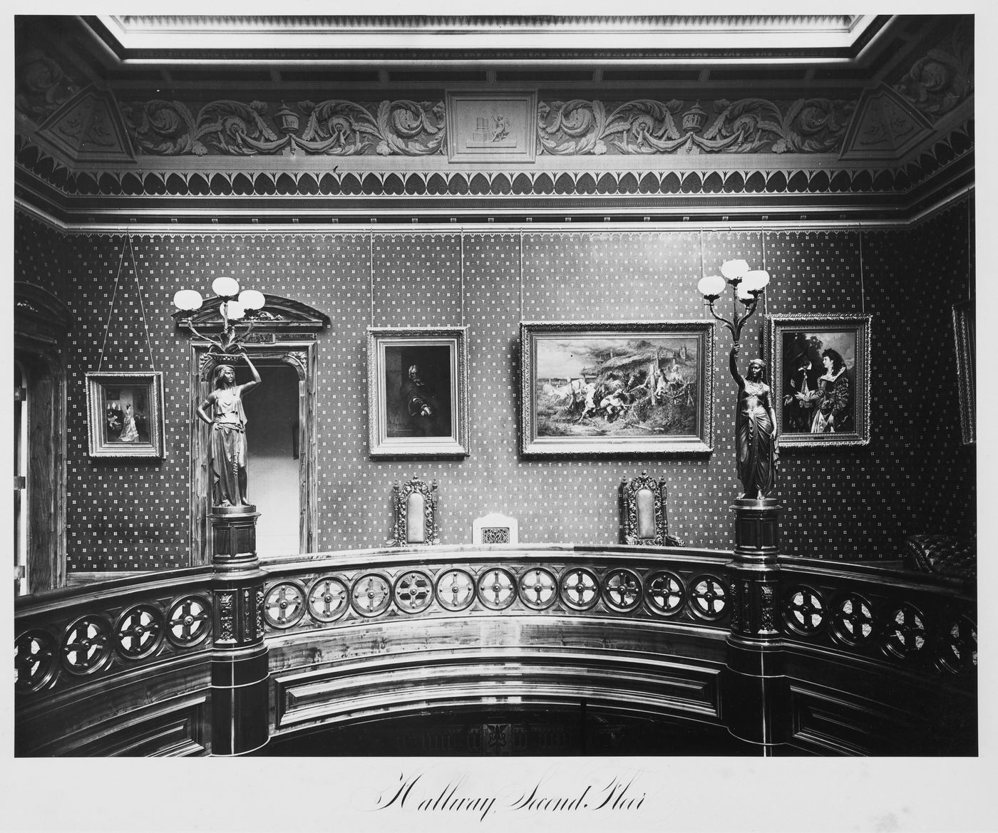 View of the hallway, second floor, Thurlow Lodge, Menlo Park, California