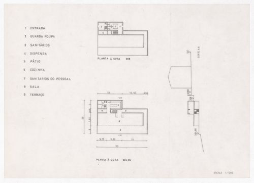 Plans and section for Restaurante de Santo Domingo de Bonaval, Santiago de Compostela, Spain