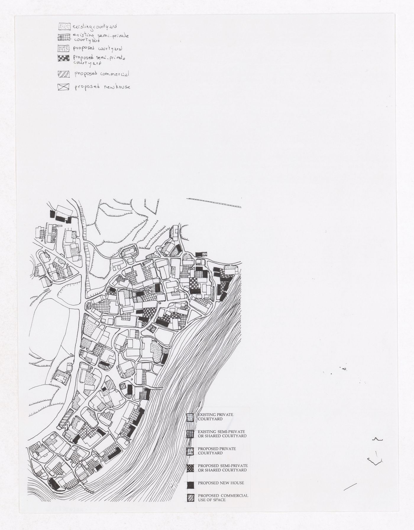 Plan showing existing and proposed courtyards for the Sichuan housing project for "Housing a Billion: Village Upgrading: Jianlu, China" publication