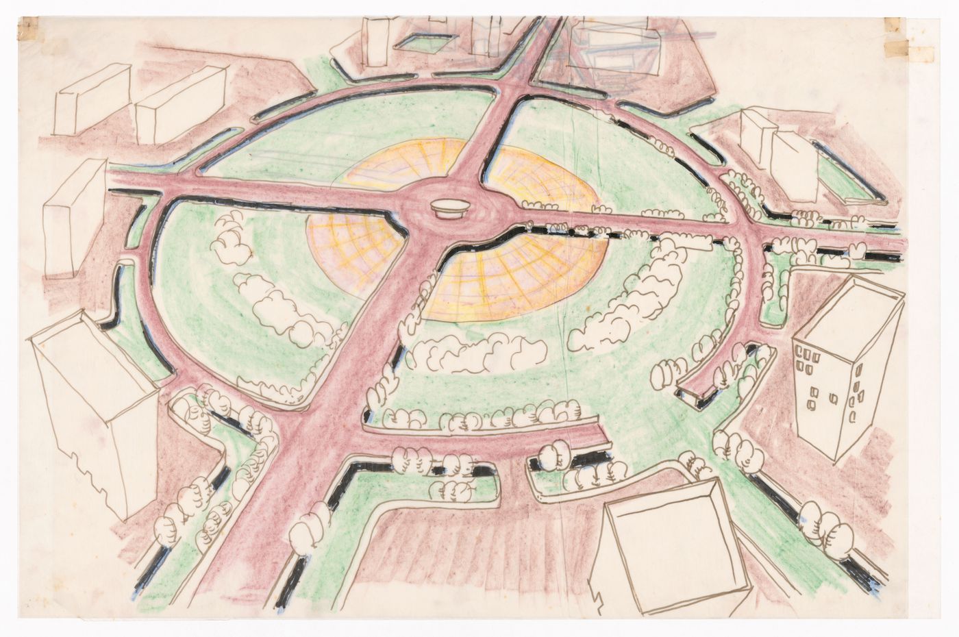 Axonometric drawing for Linear city, Chandigarh, India