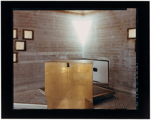 Interior view of the chapel showing the altar, Cimitero Brion, San Vito d'Altivole, near Asolo, Italy