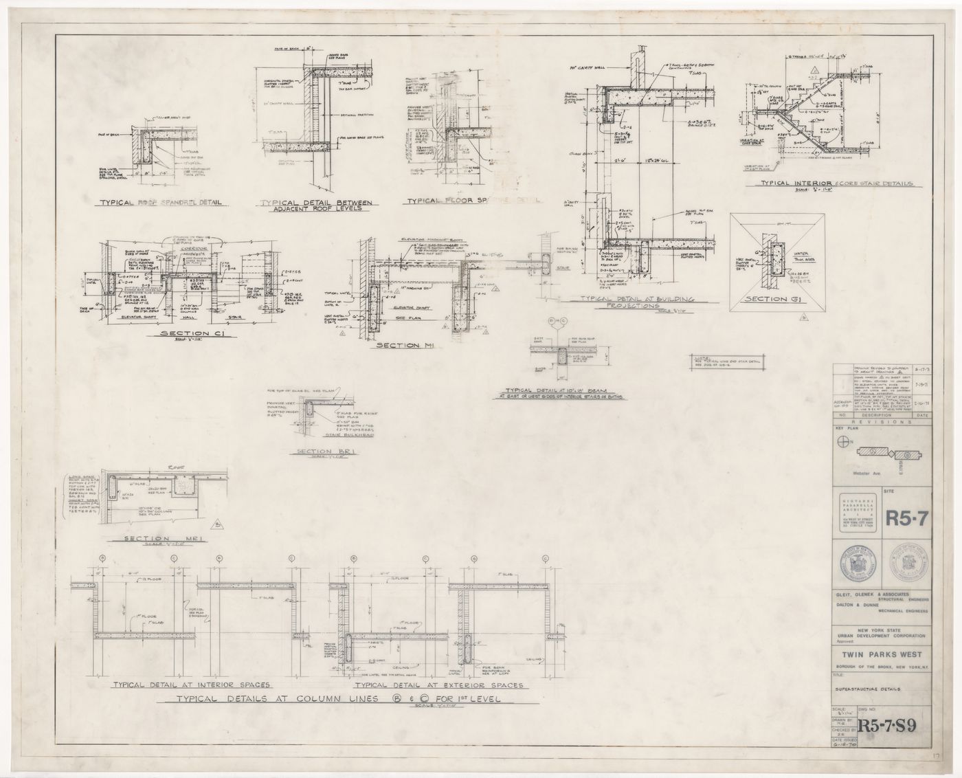 Superstructure details for Twin Parks West, Site R5-7, Bronx, New York