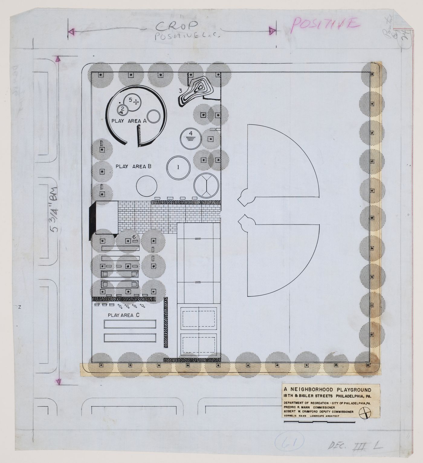 Landscape plan, Philadelphia neighbourhood playground, Philadelphia, Pennsylvania