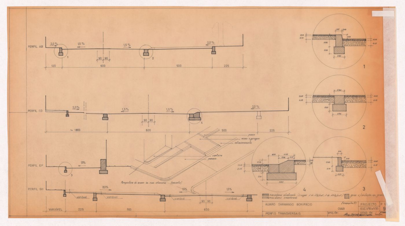 Cross section details for Loteamento Álvaro Bonifácio, Ovar, Portugal