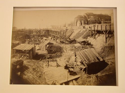 View of Sacré-Coeur construction site, view into foundation excavations, Paris, France
