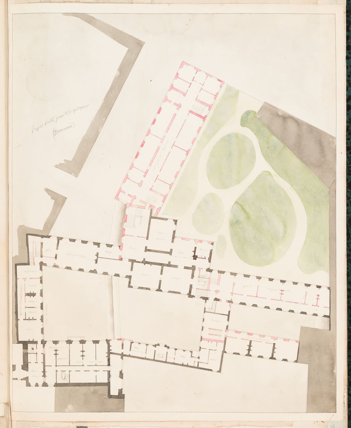 Project for alterations to the Préfecture de police, rue de Jérusalem, Paris: Partial ground floor plan