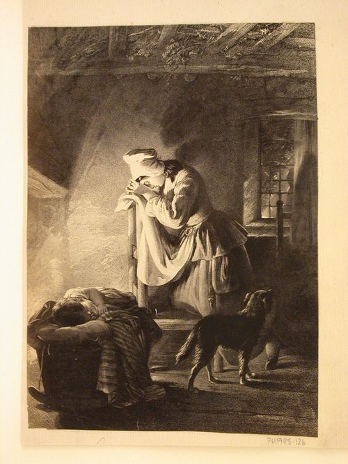 Photograph of unidentified print of sleeping child