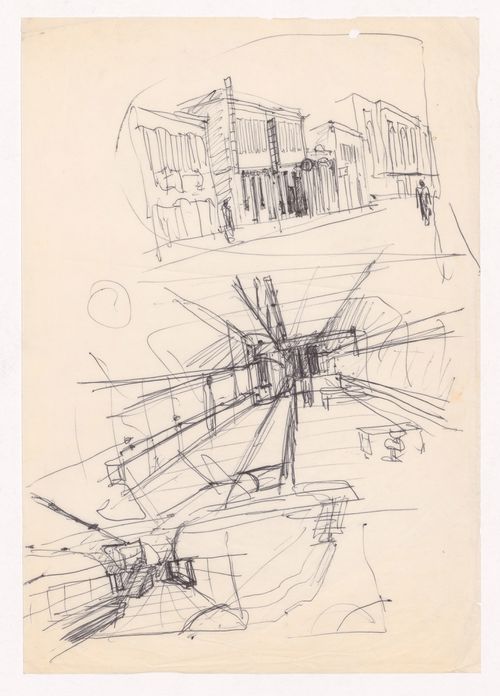 Sketch perspectives for Banco Pinto & Sotto Mayor, Régua, Portugal