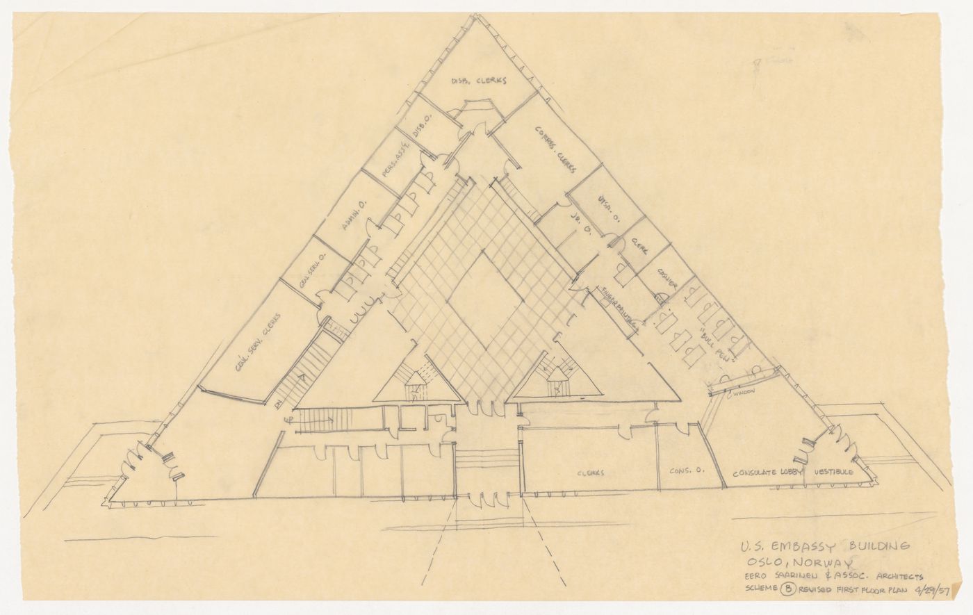 First floor plan for United States Embassy, Oslo, Norway