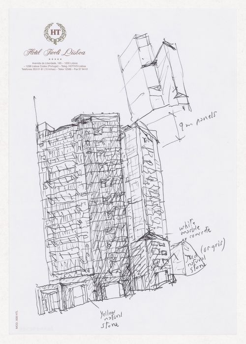 Sketch perspective for Ceramique Terrein Blocos de habitação e escritórios, Maastrich, the Netherlands