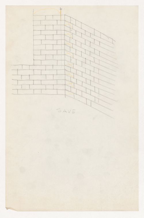 Perspective sketch for brick coursing at a corner for the Metallurgy Building, Illinois Institute of Technology, Chicago