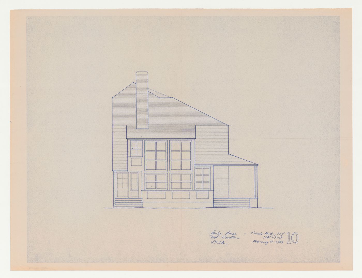 East elevation for the Hanks-Paré Residence, Tuxedo Park, New York