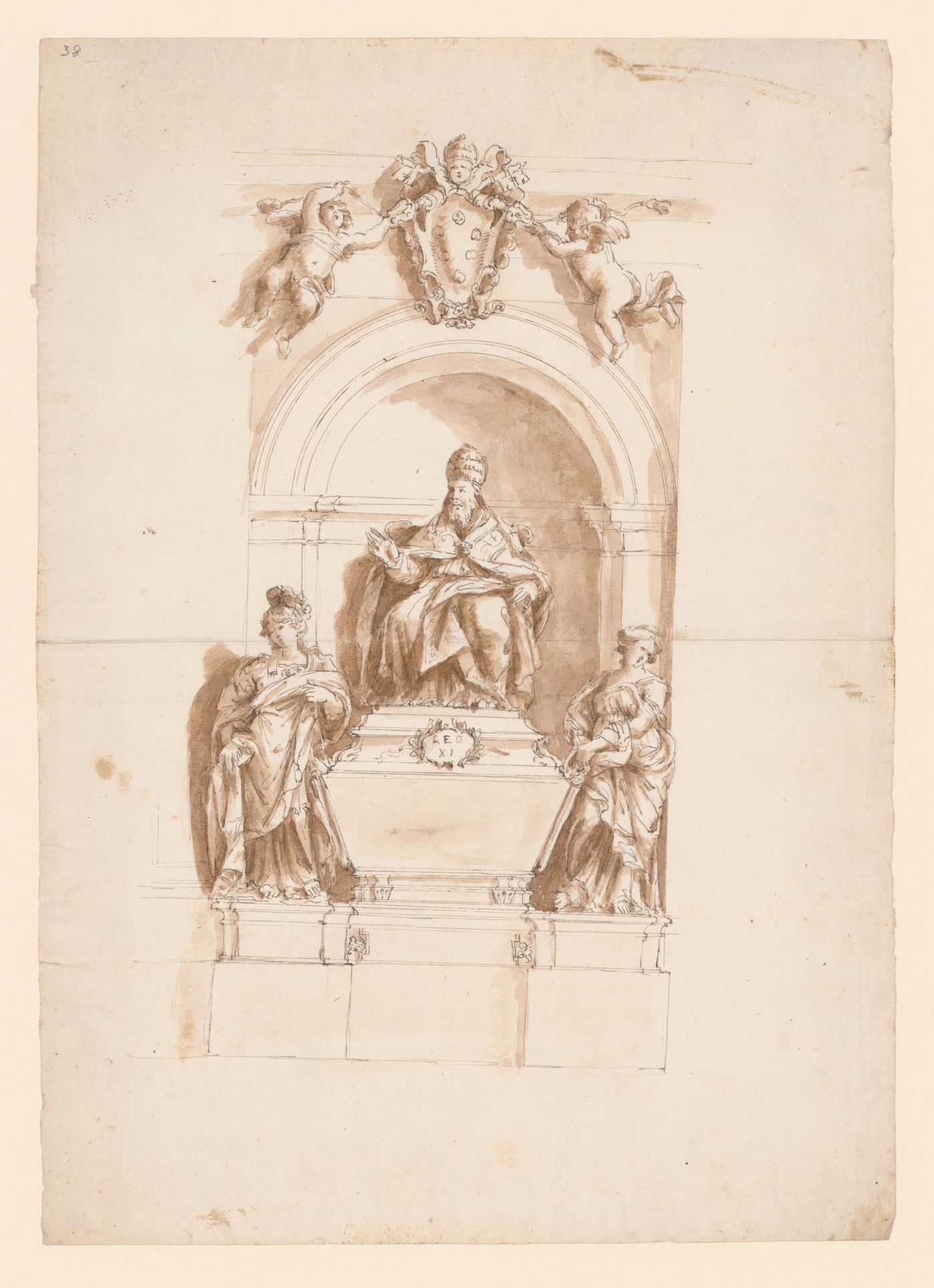 Sketch elevation of Algardi's tomb of Leo XI, Rome