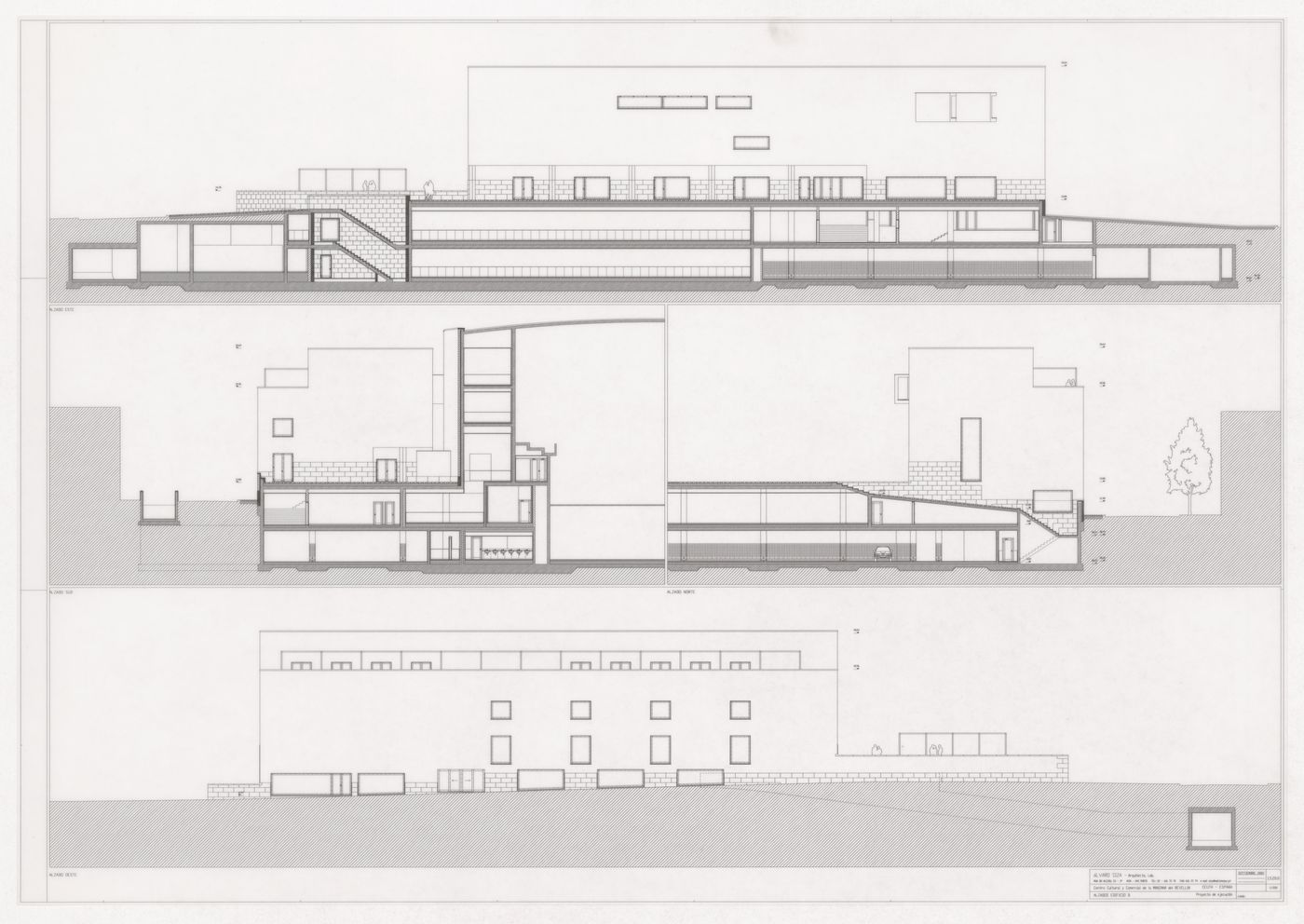 Building B elevations for Centro Cultural Manzana del Revellin, Ceuta, Spain