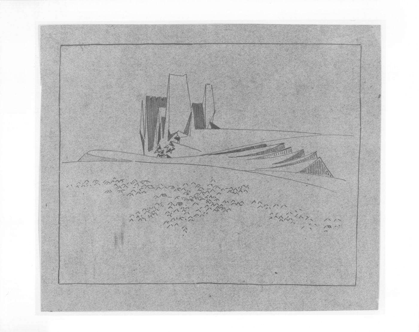 Drawing of an unidentified structure by Max Taut