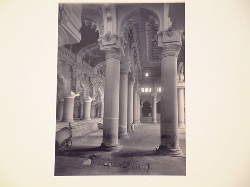 Interior view of the Palace of Thirumalai Nayak, Madura (now Madurai), India