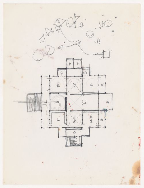 Sketch plan with annotations for Texas House 1