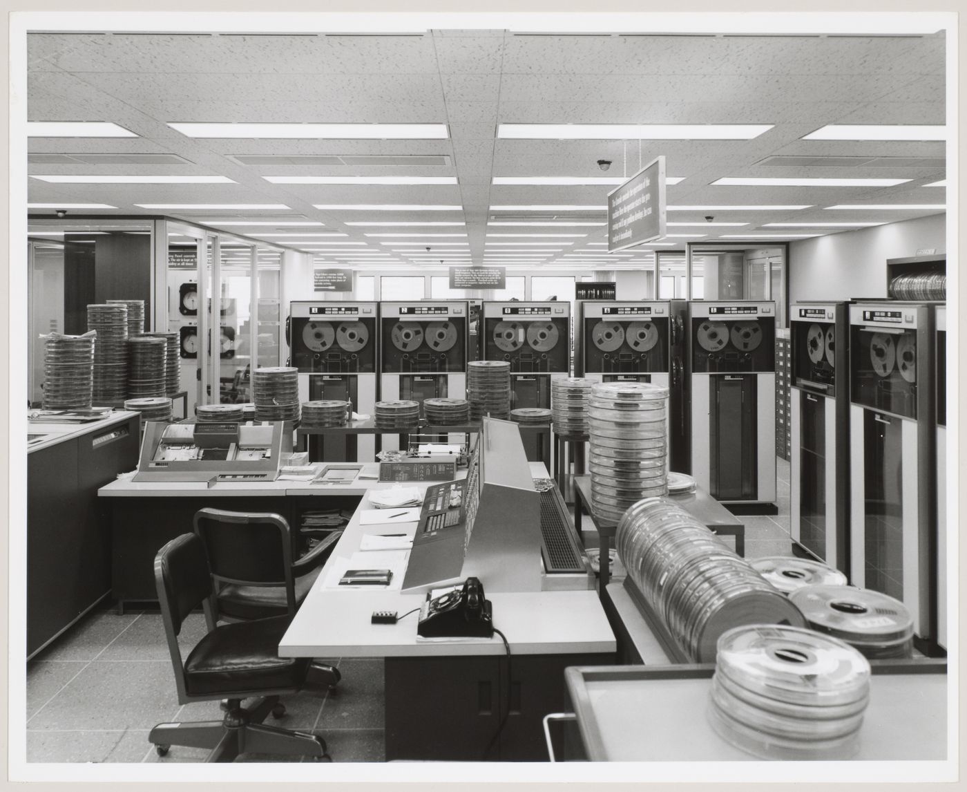 Interior view of the audio station room of the Humble Oil Building,  Houston, Texas