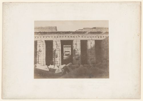 Temple of Ramesses III, second court, from the west looking east through the entrance to the second Pylon, rear entrance of the first Pylon visible in distance, Medinet Habu, Thebes, Egypt