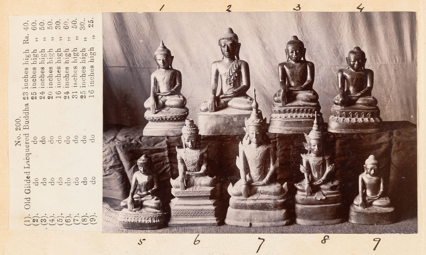View of statues, F. Beato Limited, C Road, Mandalay, Burma (now Myanmar)