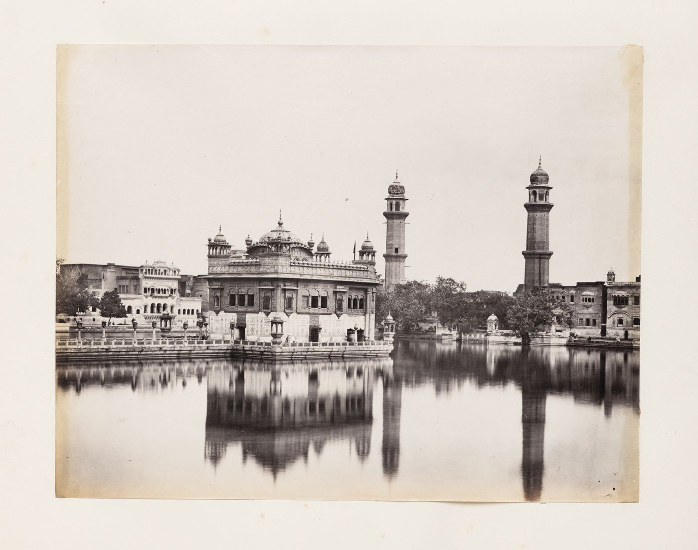 View of the Golden Temple (also known as Darbar Sahib) and minarets on the right, Amritsar, India