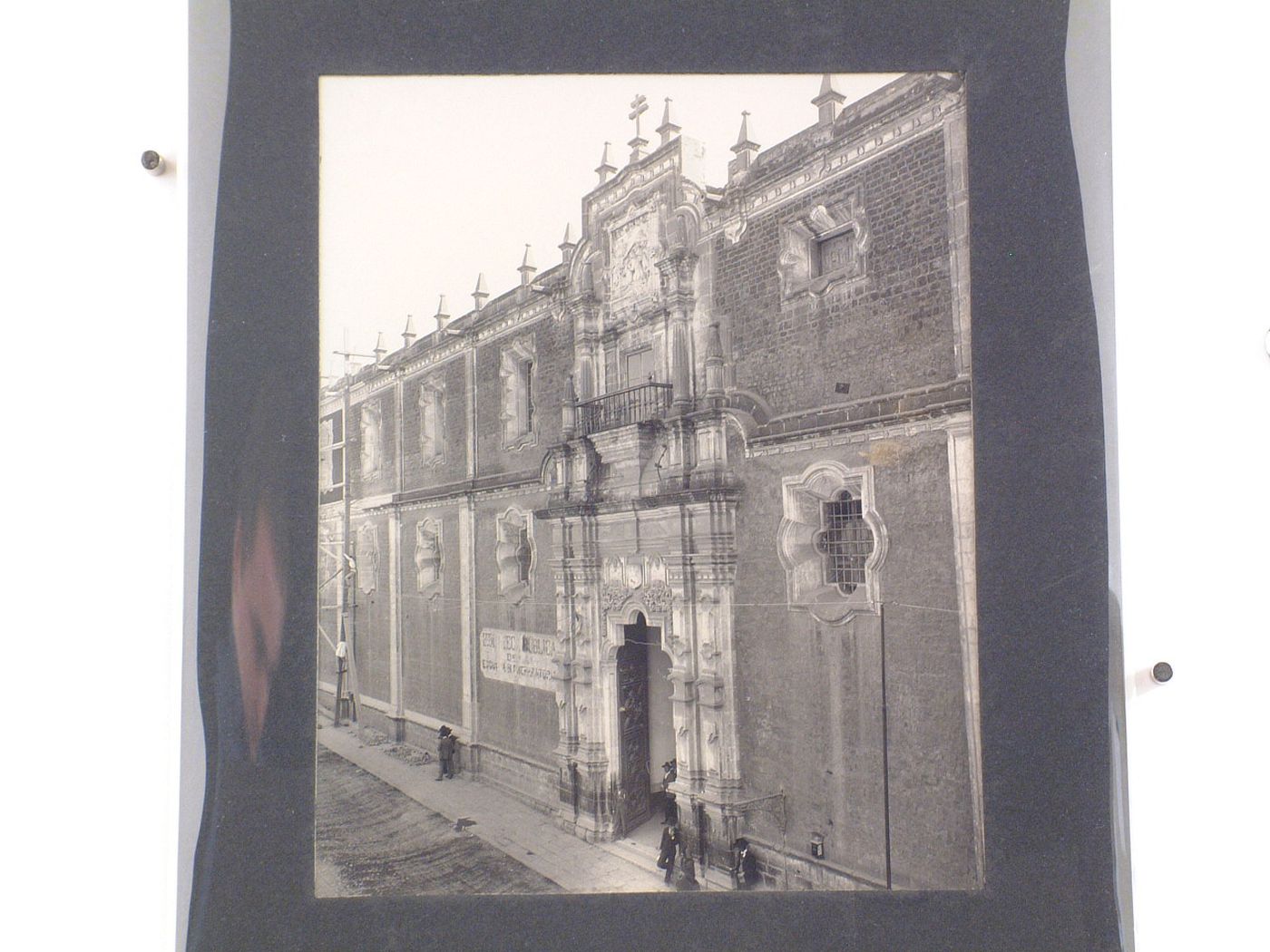 Partial view of the principal façade showing the portal of the Colegio de San Ildefonso, Mexico City, Mexico