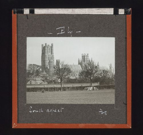 Distant view of south side of Ely Cathedral, Ely, Cambridgeshire, England