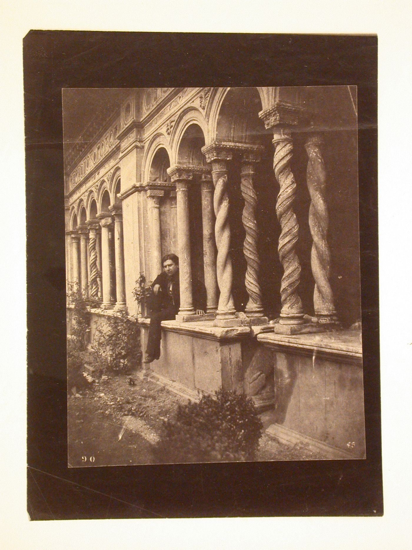 Cloister with seated figure, Italy