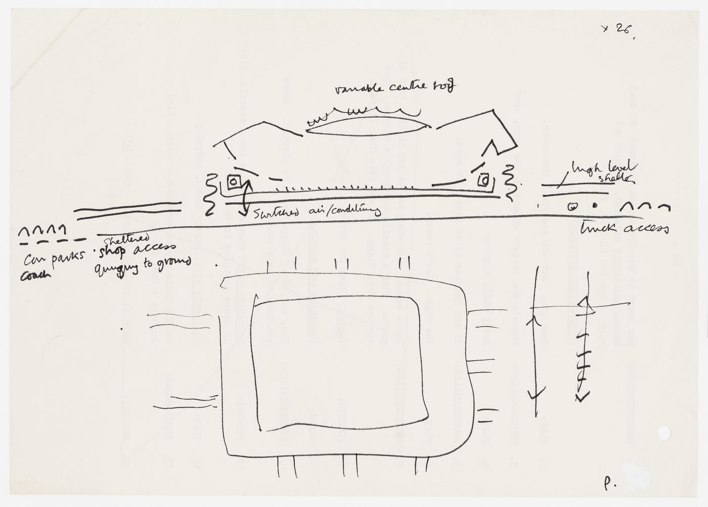 Sketches for a proposed sports centre for the Chelsea Football Club