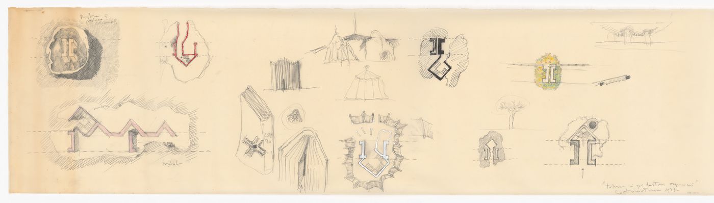 Sketches for Pahlavi National Library Competition, Tehran, Iran
