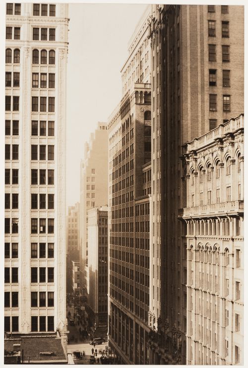 View from above buildings on Fortieth street, looking west, New York City, New York