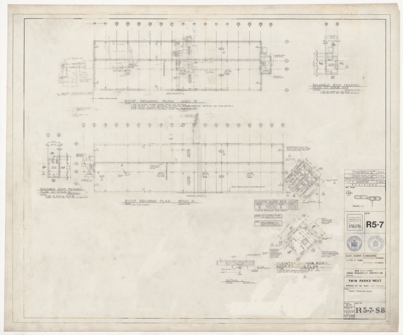 Framing plans for Twin Parks West, Site R5-7, Bronx, New York