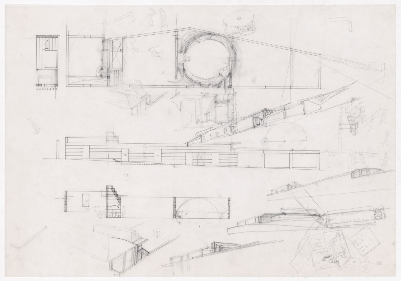 Plan and sections with sketches for Casa J. M. Teixeira, Quinta do Forno, Briteiros - Guimarães, Portugal
