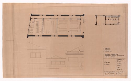 Plans and elevation for Refeitório da Refinaria Angola, Matosinhos, Portugal