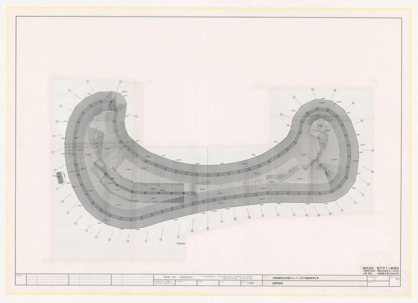 Roof plan for Uchino Community Center for Seniors and Children, Fukuoka, Japan