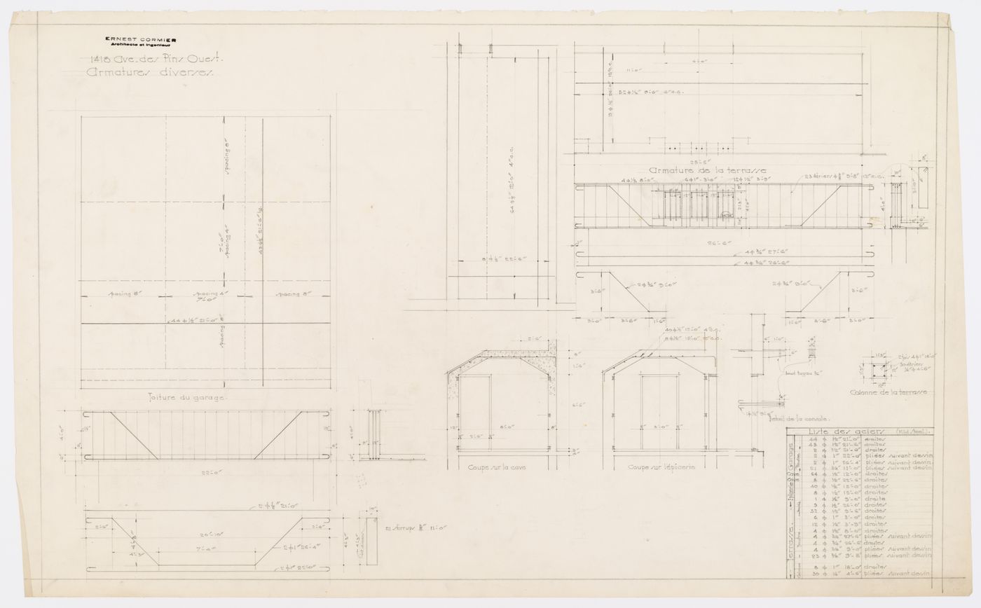 Armatures diverses, incluant la cave à vin, Résidence Ernest Cormier, 1418 Avenue des Pins Ouest, Montréal, Canada (1929-1957)