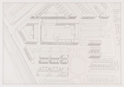 Axonometric drawing of proposed design for Deelgebied 5 area, Punt en Komma, The Hague