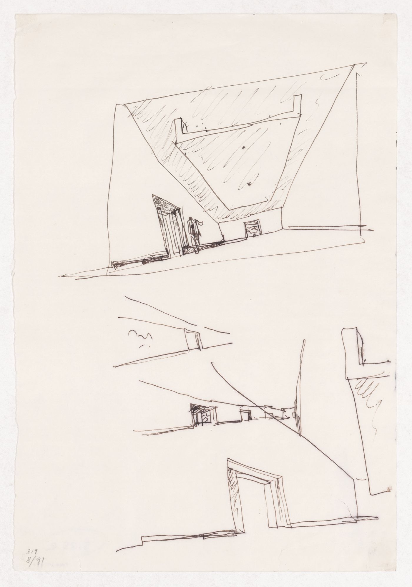 Sketch interior perspectives for Centro Galego de Arte Contemporânea, Santiago de Compostela, Spain
