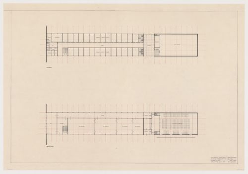 Ground and first floor plans for the cinema and administrative wing for the Congress Hall Complex, The Hague, Netherlands