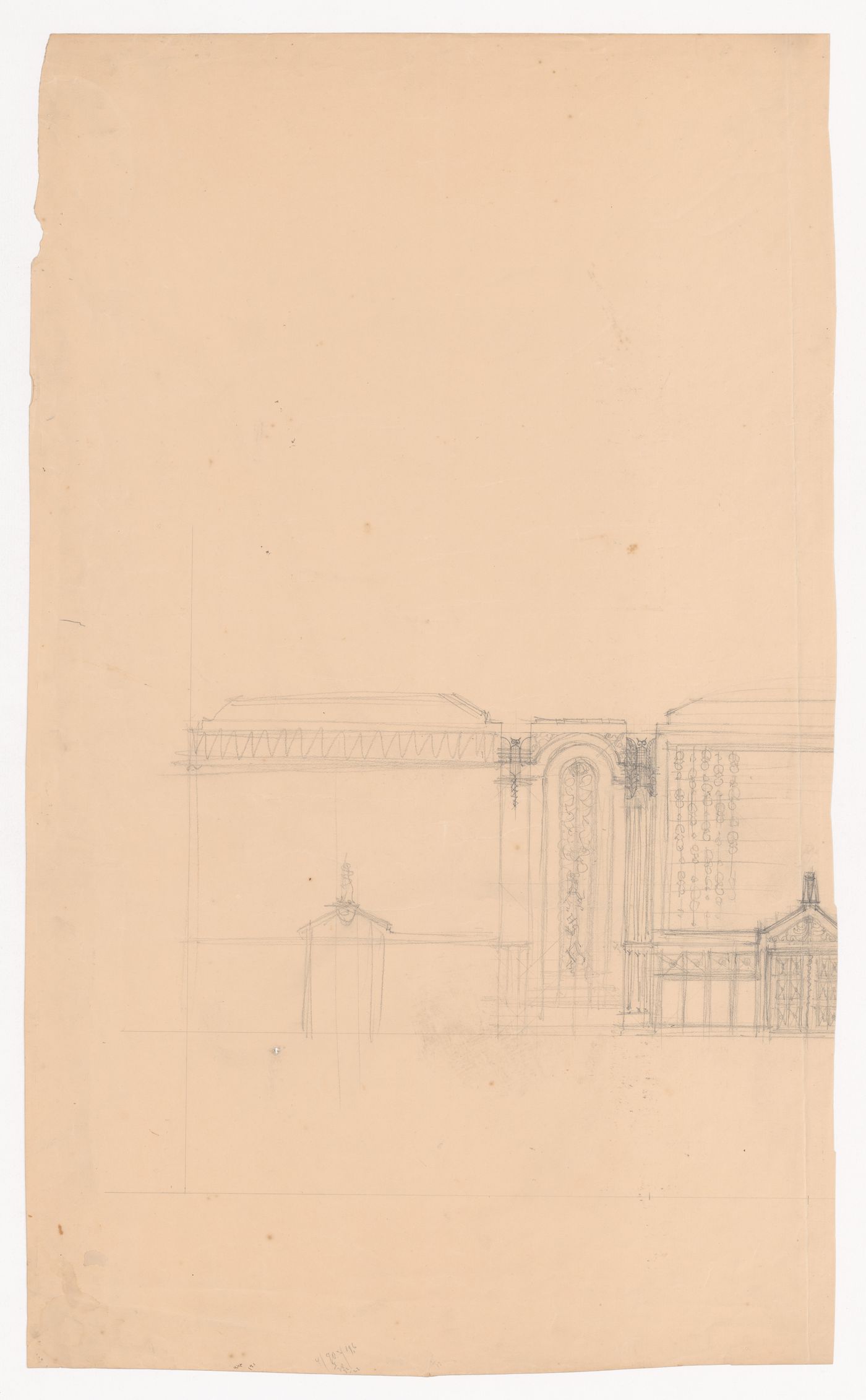 Sketch elevation, probably for an arcade for the reconstruction of the Hofplein (city centre), Rotterdam, Netherlands