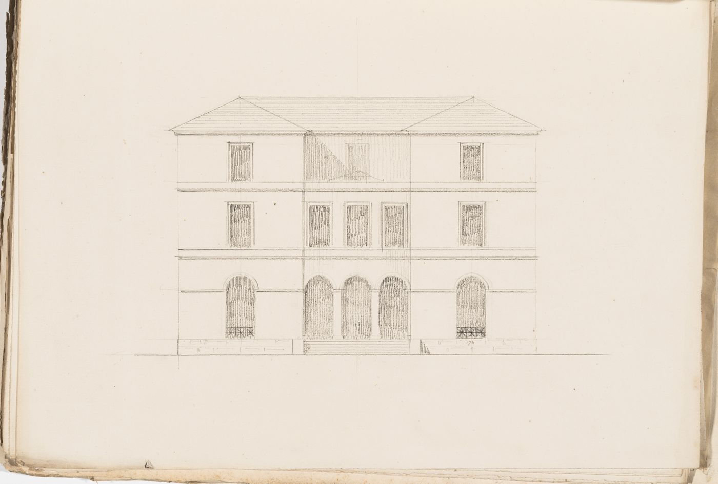 Project no. 2 for a country house for comte Treilhard: Principal elevation