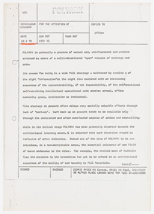 Draft project statement for Polyark