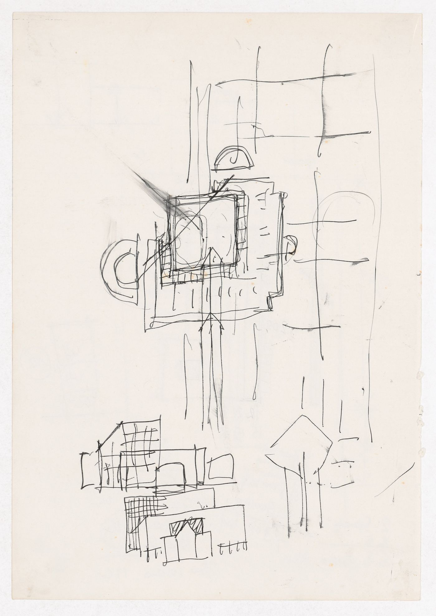 Sketch plan and sketch elevations for Centro Direzionale, Florence; verso: Sketch plan for Centro Direzionale, Florence