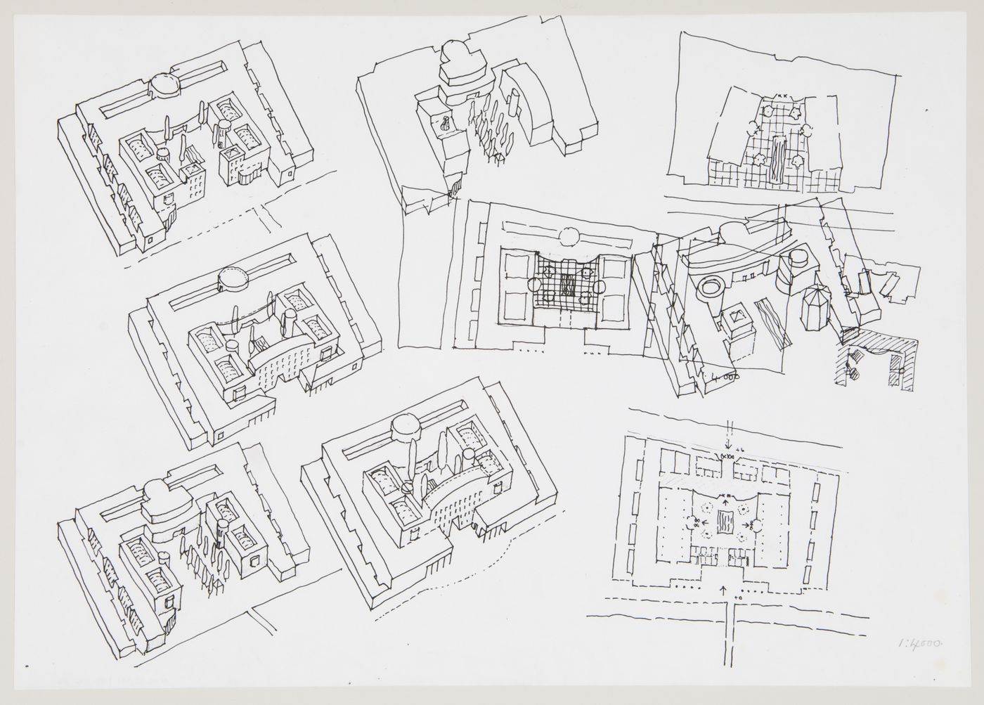 Bibliothèque de France, Paris, France: axonometrics and plans