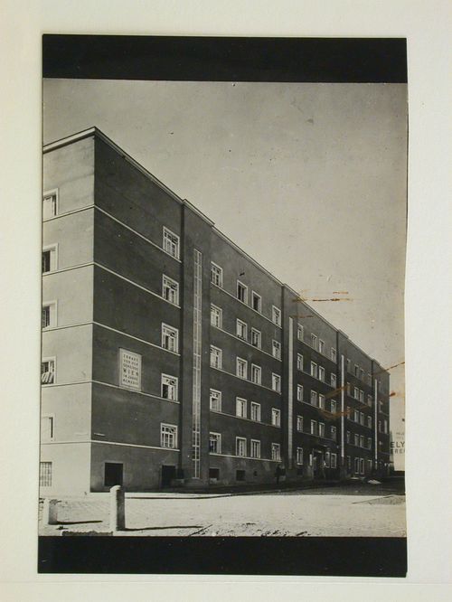 View of multi-story residential building for workers, Vienna, Austria