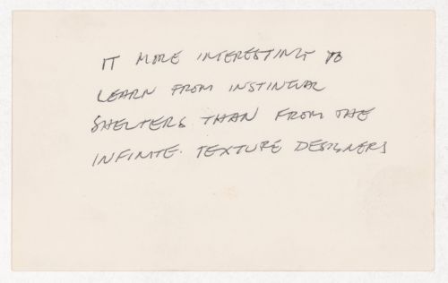 It more interesting to learn from instinctual shelters than from the infinite texture designers