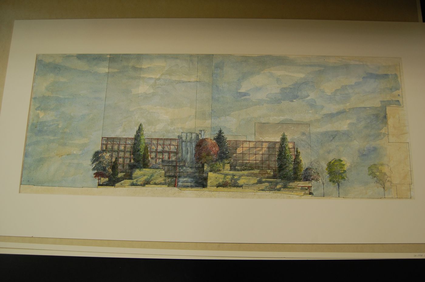 Sectional elevation for the competition for Bay Adelaide Park, Toronto