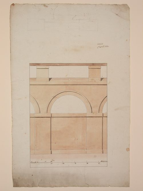 Elevation of arch for Market Building; verso: Unidentified elevation