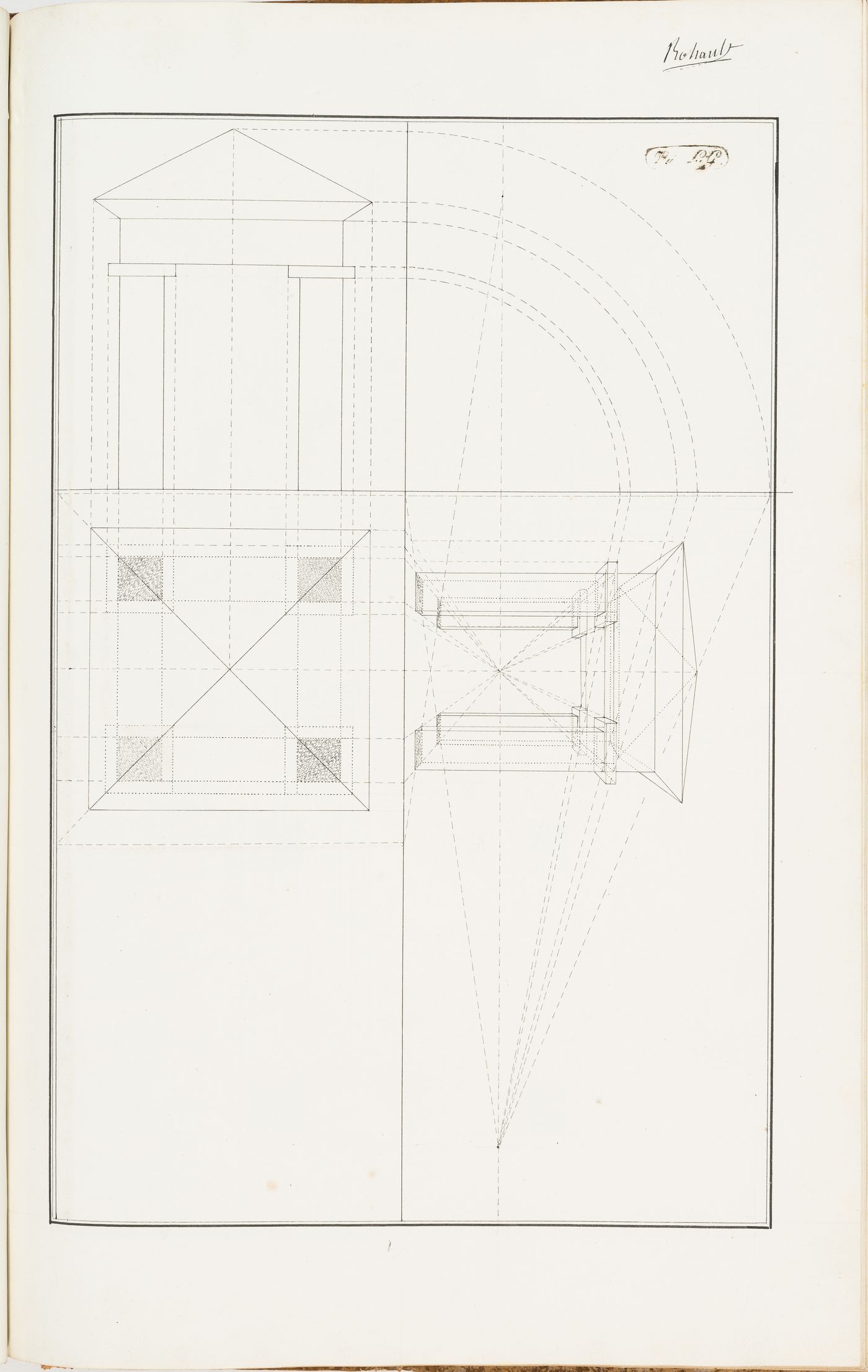 Perspective exercise for a small square pavilion