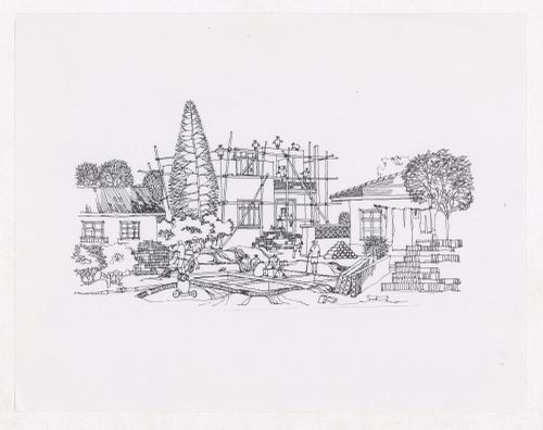 Illustration showing houses construction for Sichuan housing project for "Housing a Billion: Village Upgrading: Jianlu, China" publication